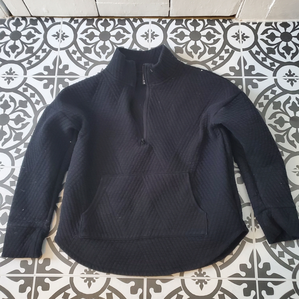 GAP Women's Black Textured Zip-Up Sweater